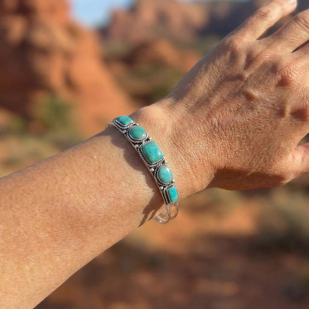 Turquoise Bracelet Sterling Silver B5608-C75