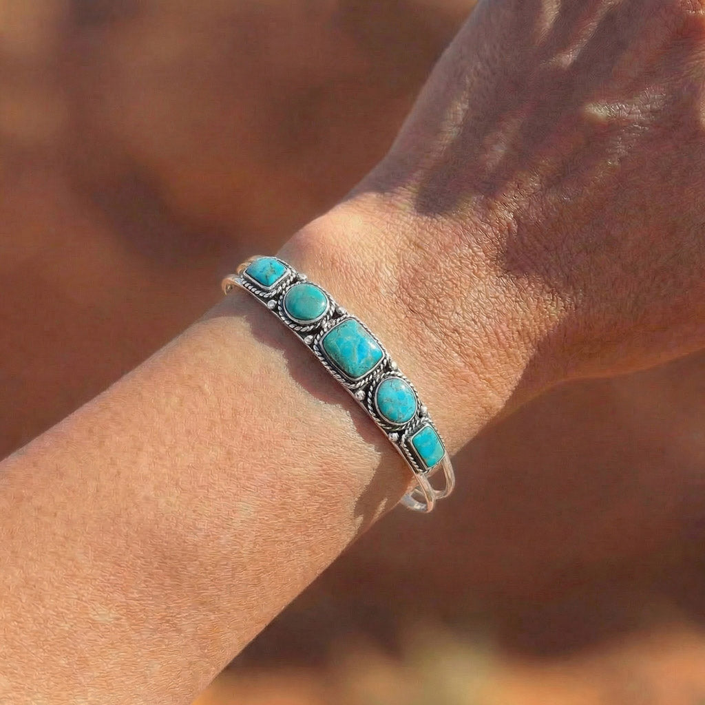 Turquoise Bracelet Sterling Silver B5608-C75