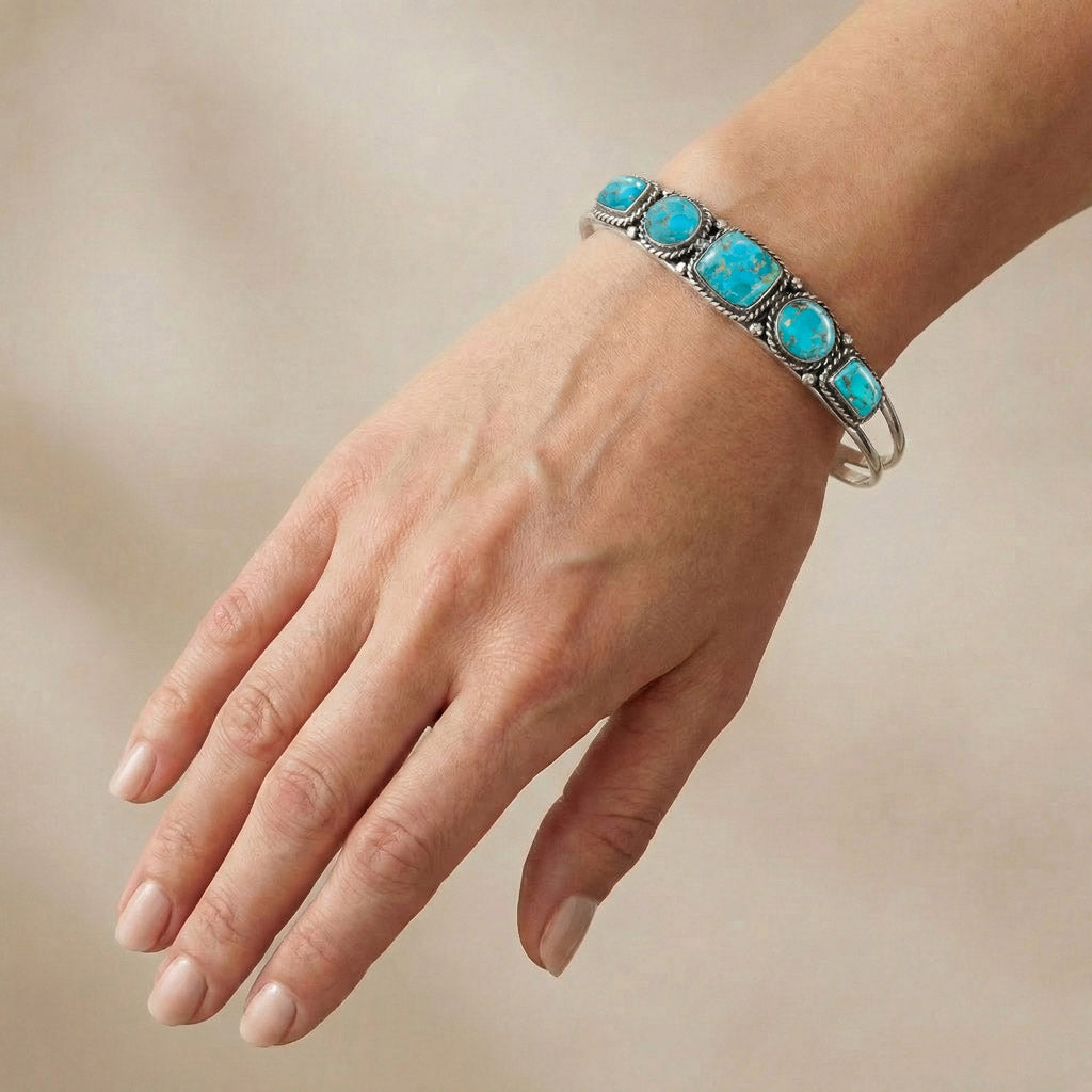 Turquoise Bracelet Sterling Silver B5608-C75