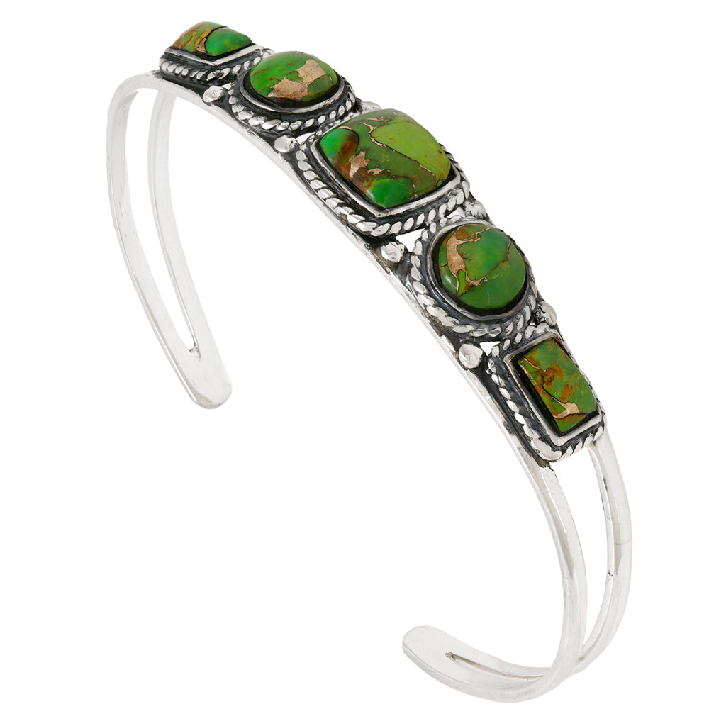 Green Turquoise Bracelet Sterling Silver B5608-C76
