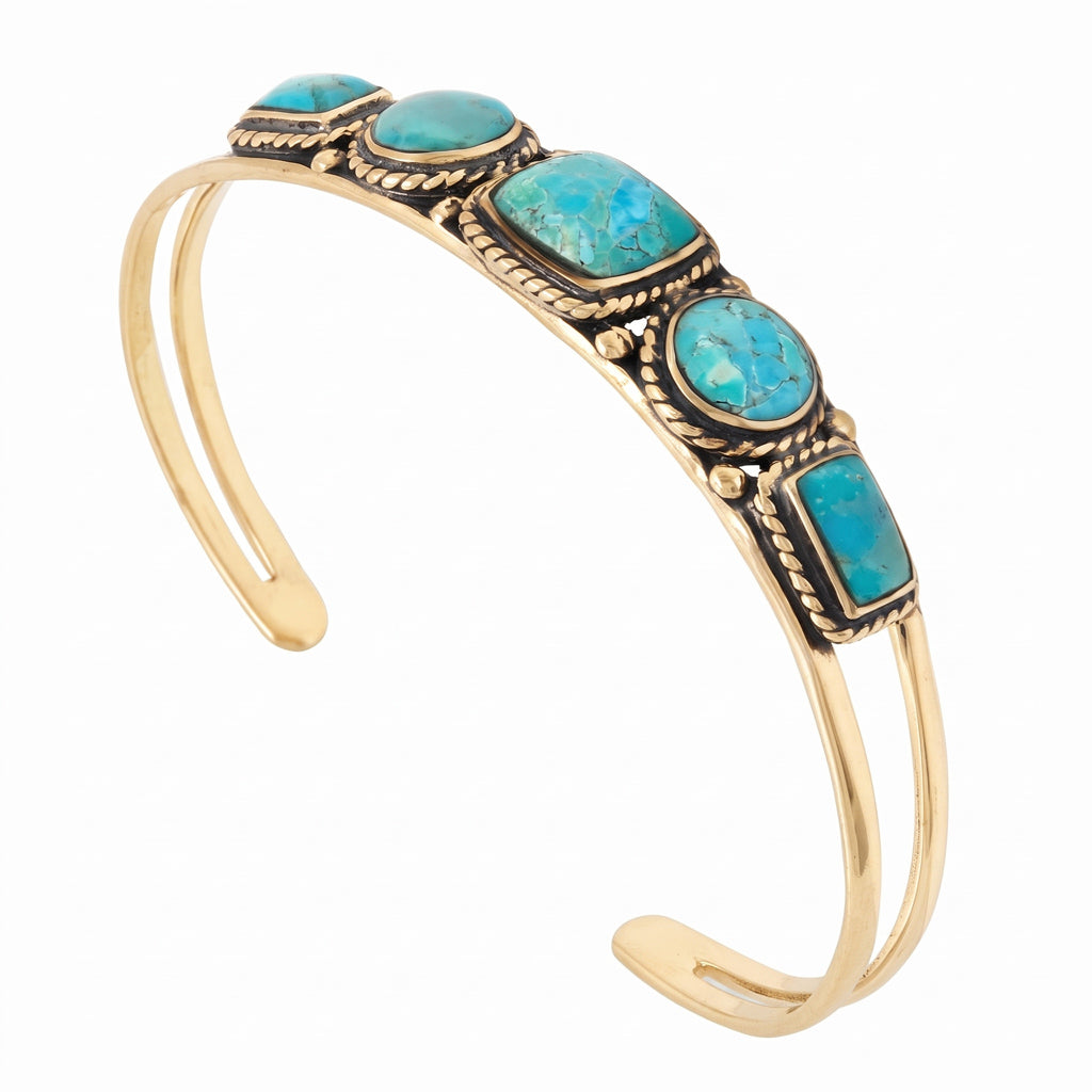 Turquoise Bracelet GoldCopper B5608-GB-C75