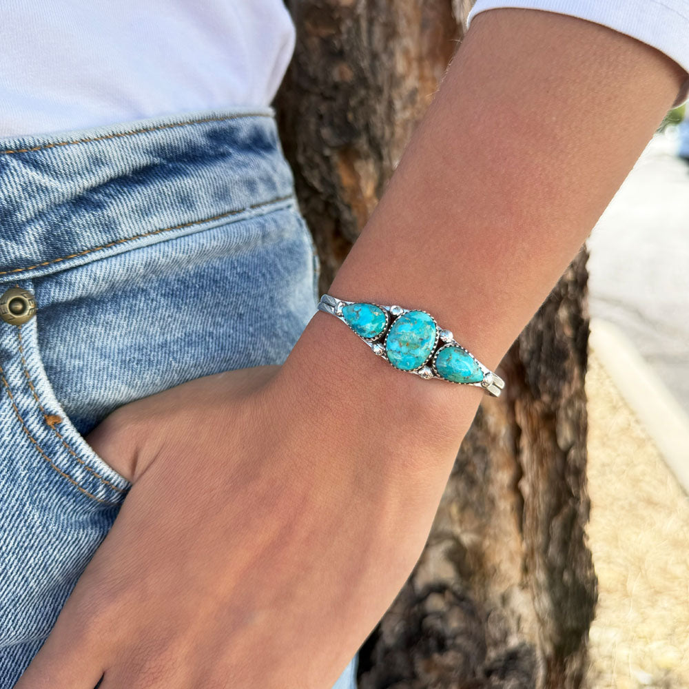 Turquoise Bracelet Sterling Silver B5609-C75