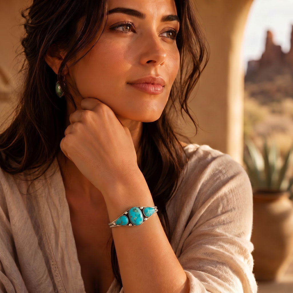 Turquoise Bracelet Sterling Silver B5609-C75
