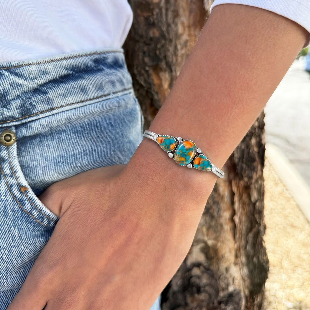 Spiny Turquoise Bracelet Sterling Silver B5609-C89
