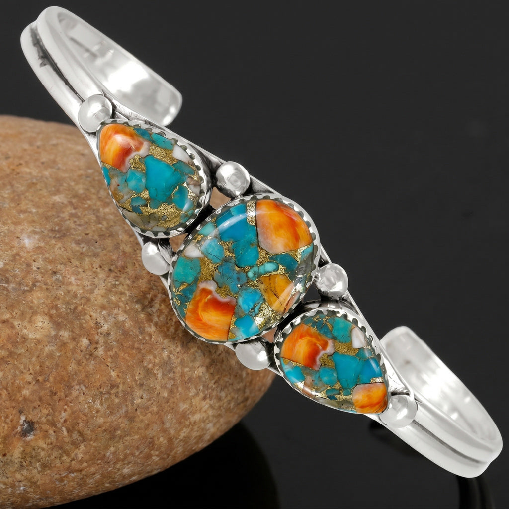Spiny Turquoise Bracelet Sterling Silver B5609-C89