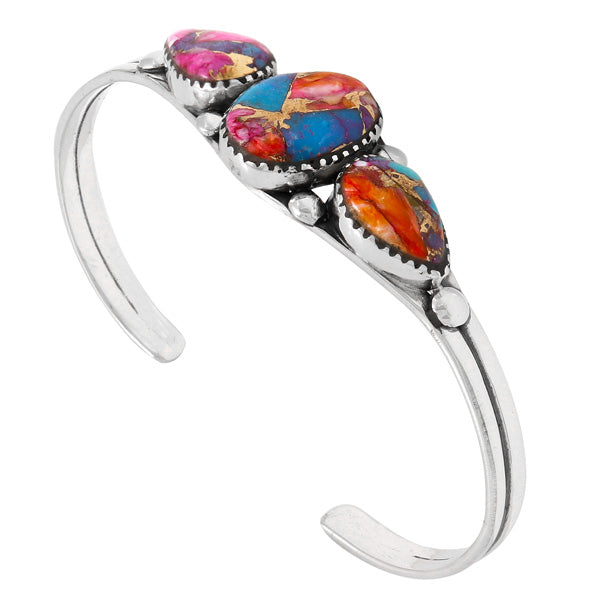 Rainbow Spiny Turquoise Bracelet Sterling Silver B5609-C91
