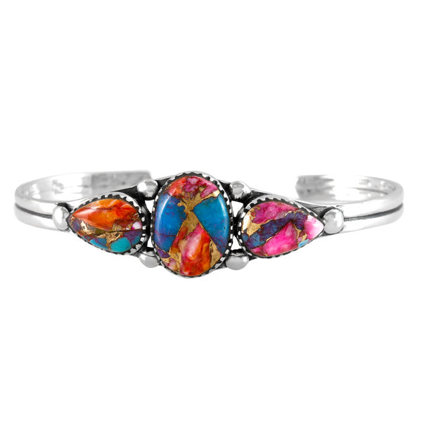 Rainbow Spiny Turquoise Bracelet Sterling Silver B5609-C91