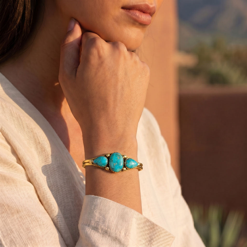 Turquoise Bracelet GoldCopper B5609-GB-C75