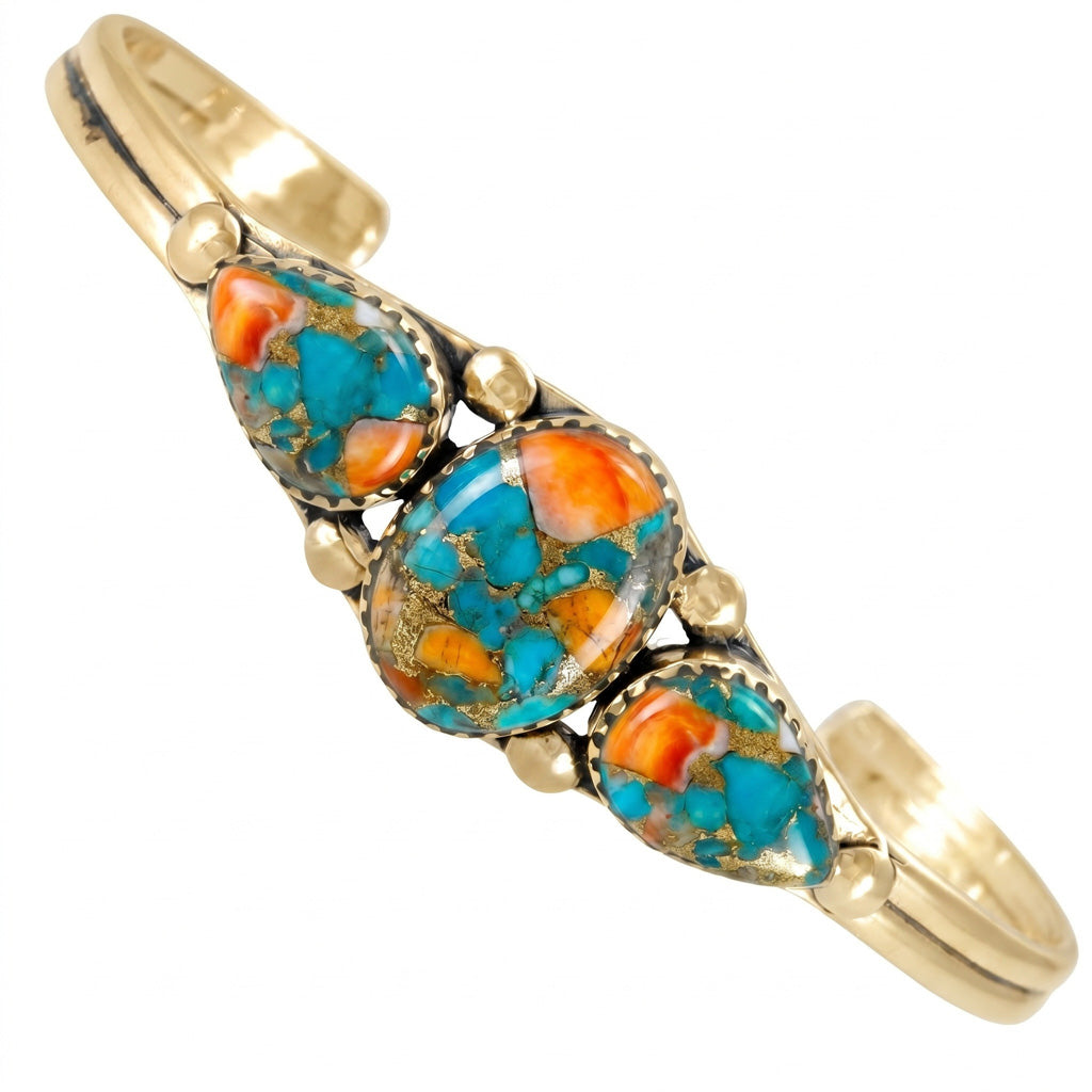 Spiny Turquoise Bracelet GoldCopper B5609-GB-C89