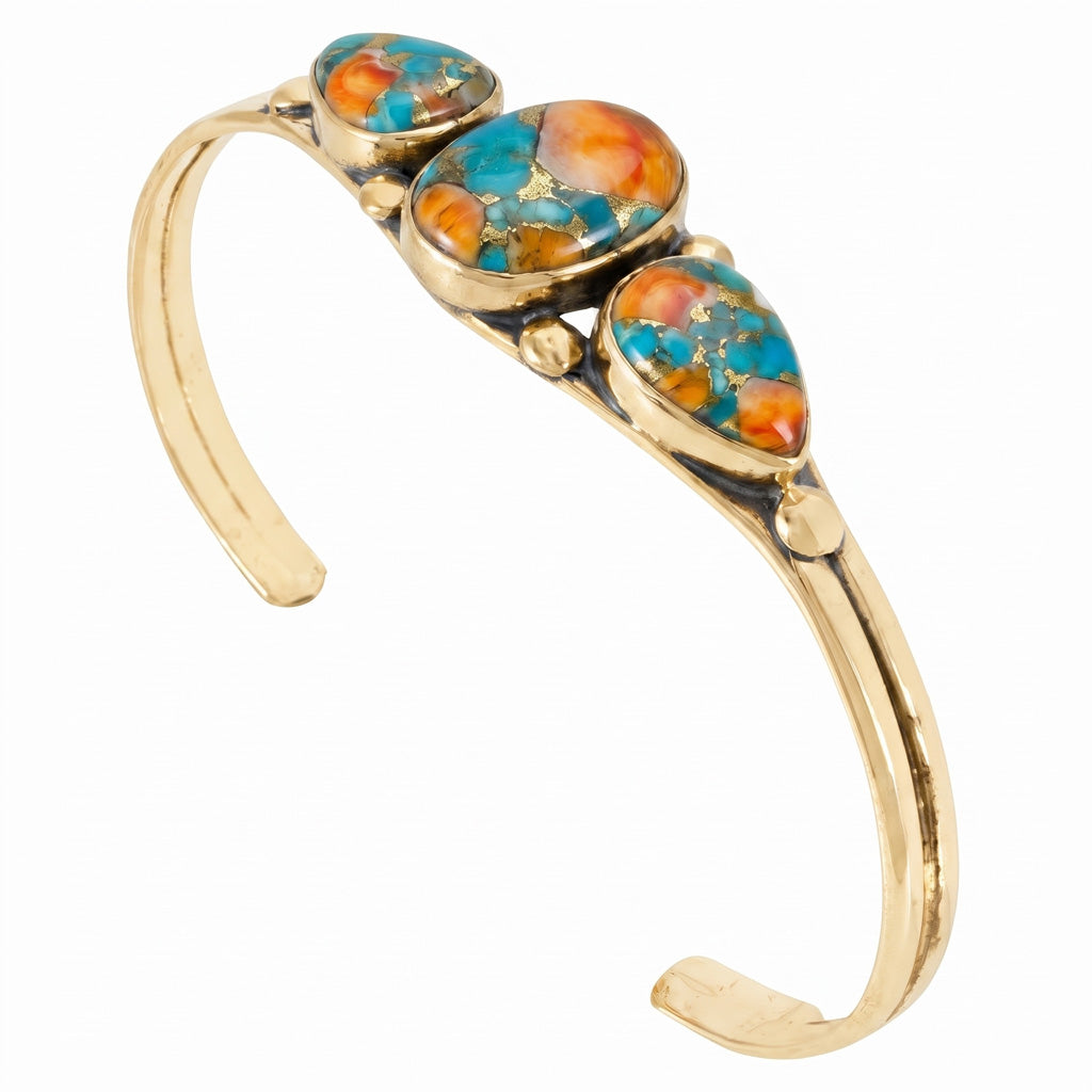 Spiny Turquoise Bracelet GoldCopper B5609-GB-C89