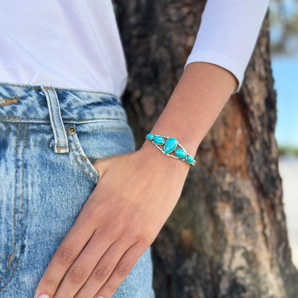 Turquoise Bracelet Sterling Silver B5610-C75