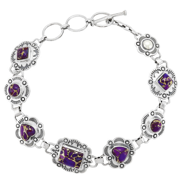 Purple Turquoise Link Bracelet Sterling Silver B5612-C77