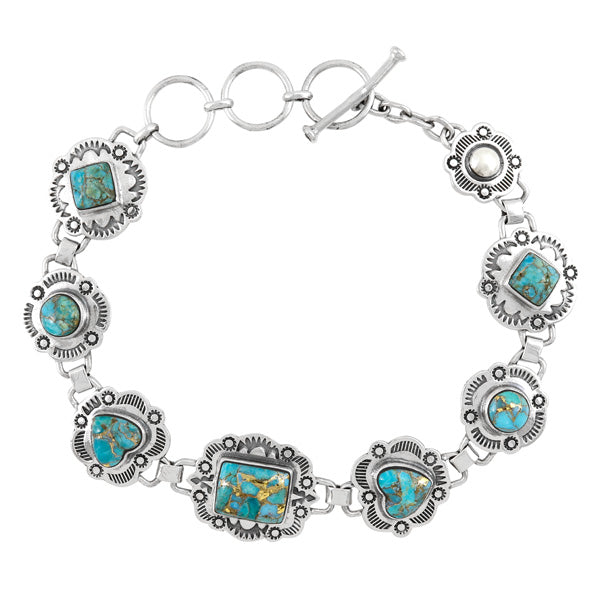 Sky Matrix Turquoise Link Bracelet Sterling Silver B5612-C94