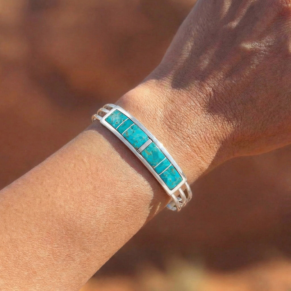 FINAL CLEARANCE - Turquoise Bracelet SilveryCopper™ B5615-SB-C05