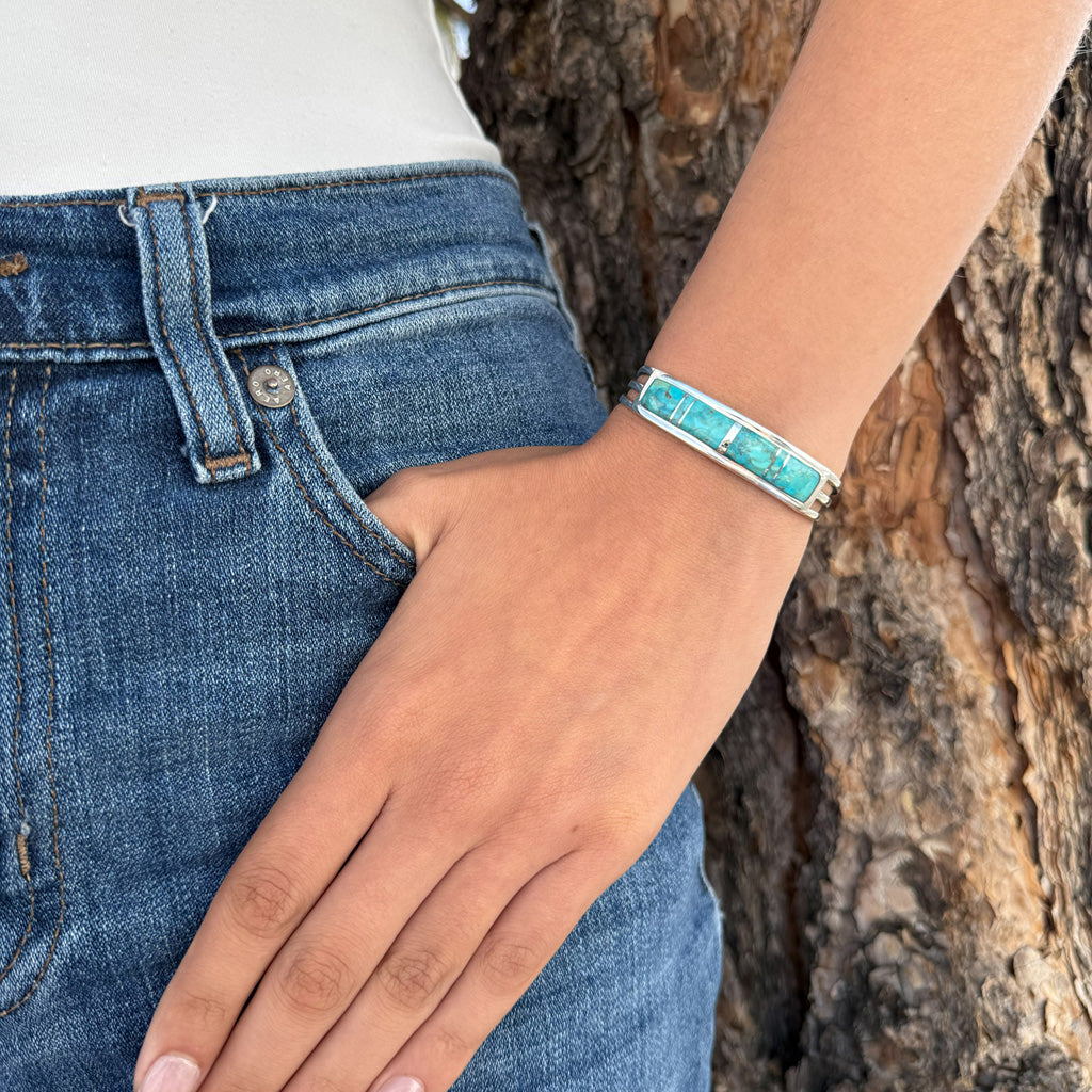 FINAL CLEARANCE - Turquoise Bracelet SilveryCopper™ B5615-SB-C05
