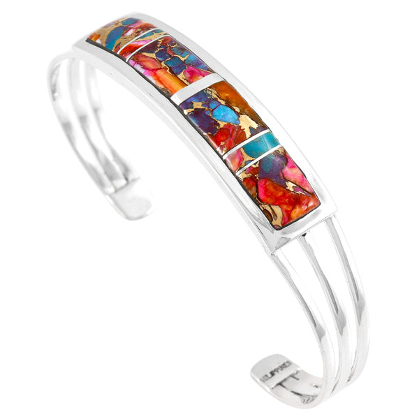 Rainbow Spiny Turquoise Bracelet Sterling Silver B5615-C91