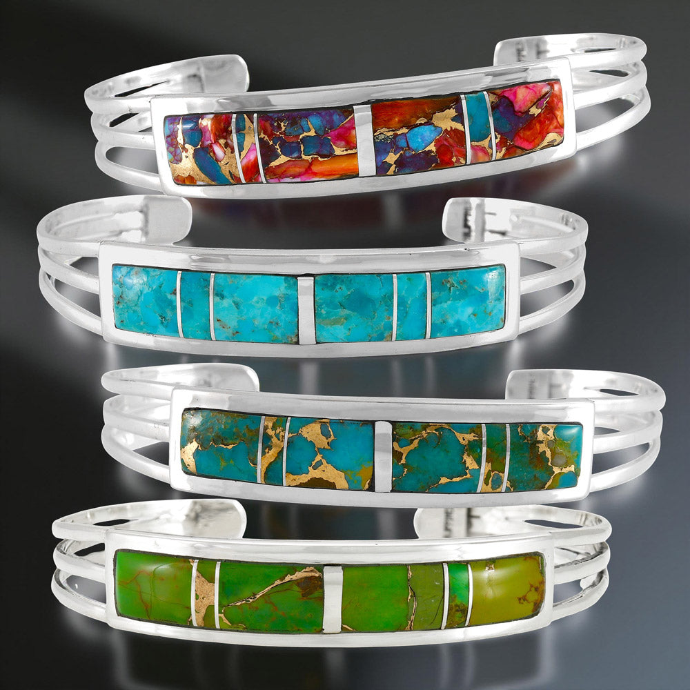 Green Turquoise Bracelet Sterling Silver B5615-C06