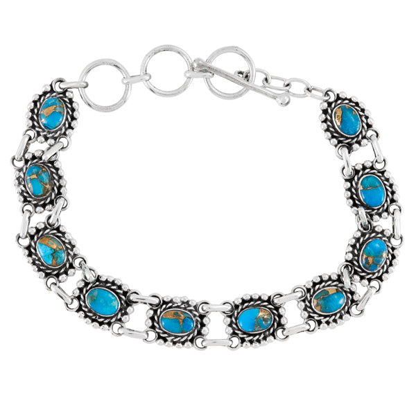 Matrix Turquoise Link Bracelet Sterling Silver B5616-C84