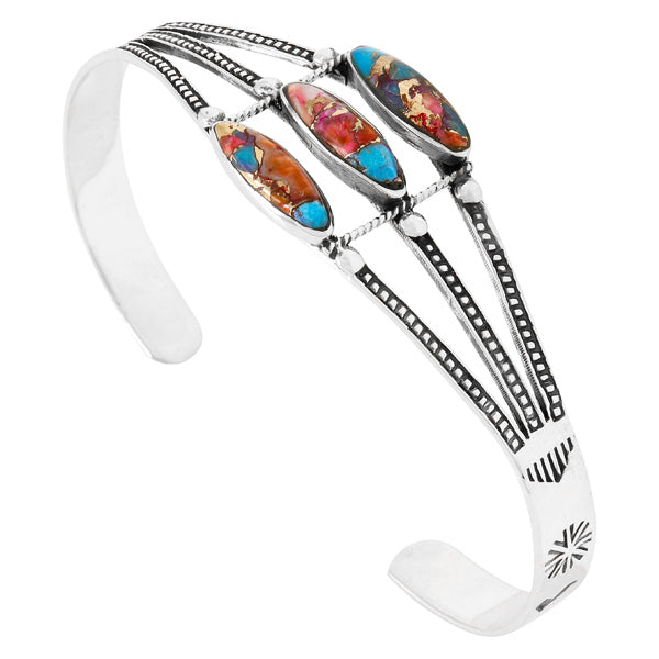 Rainbow Spiny Turquoise Bracelet Sterling Silver B5617-C91