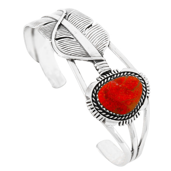 Coral Feather Bracelet Sterling Silver B5618-C74