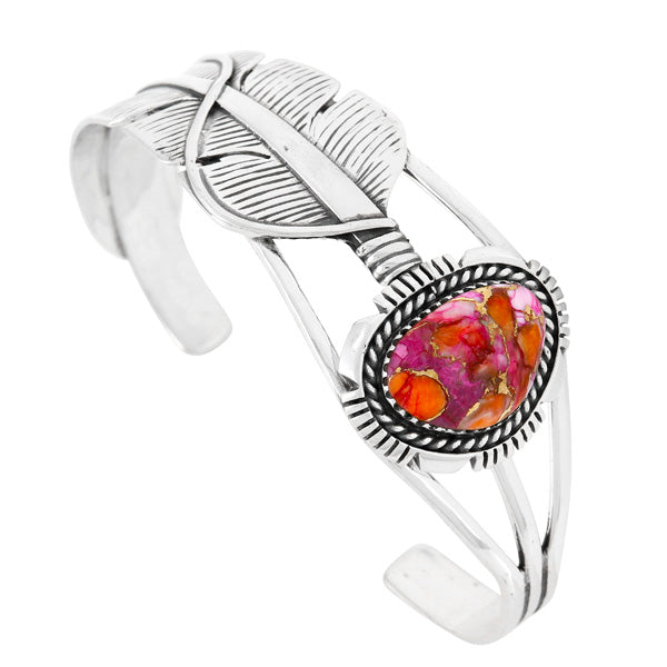 Plum Spiny Feather Bracelet Sterling Silver B5618-C92