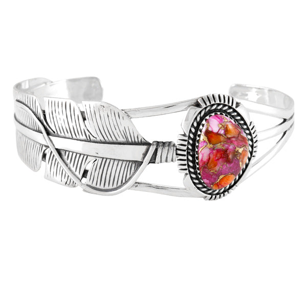 Plum Spiny Feather Bracelet Sterling Silver B5618-C92