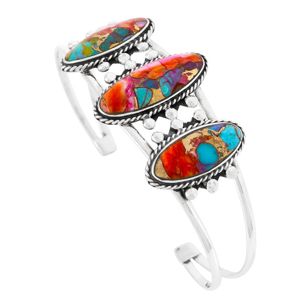 Rainbow Spiny Turquoise Bracelet Sterling Silver B5619-C91