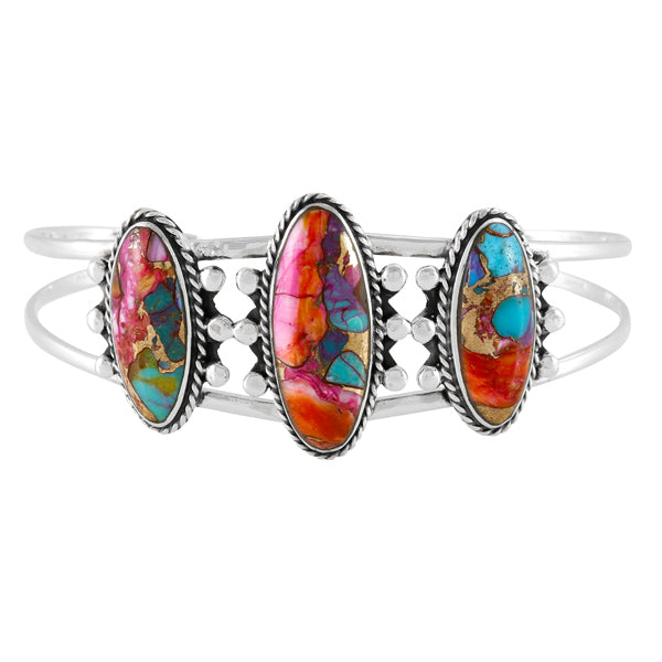 Rainbow Spiny Turquoise Bracelet Sterling Silver B5619-C91