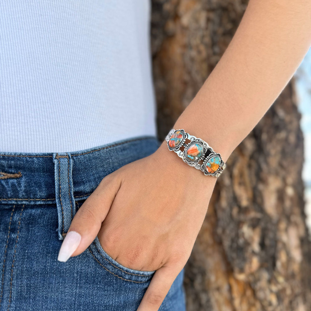 Spiny Turquoise Bracelet Sterling Silver B5620-C89