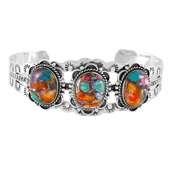 Rainbow Spiny Turquoise Bracelet Sterling Silver B5620-C91