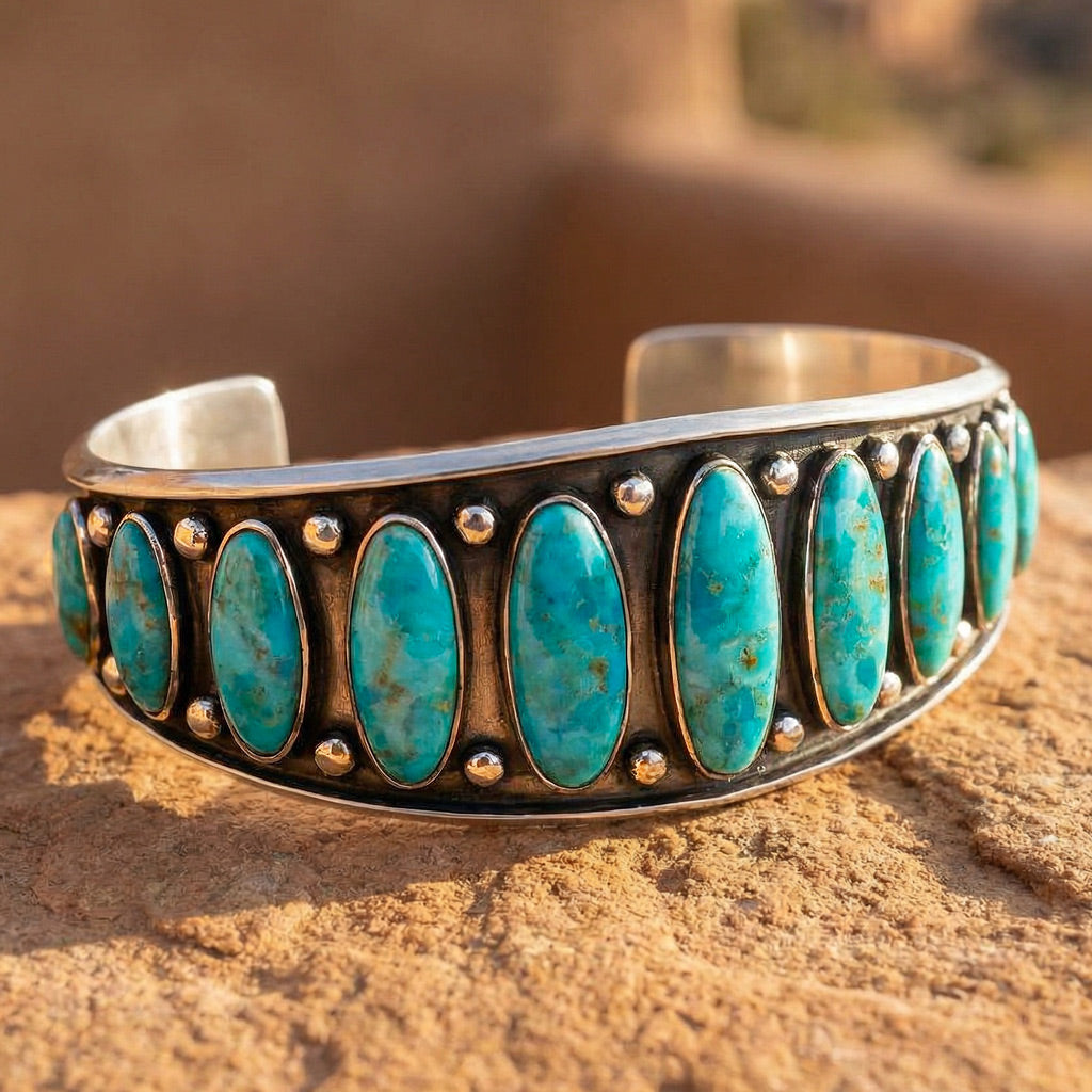 Turquoise Bracelet Sterling Silver B5622-C75