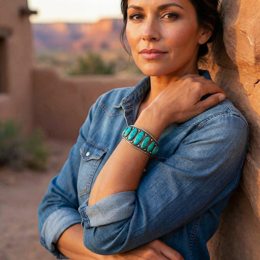 Turquoise Bracelet Sterling Silver B5622-C75