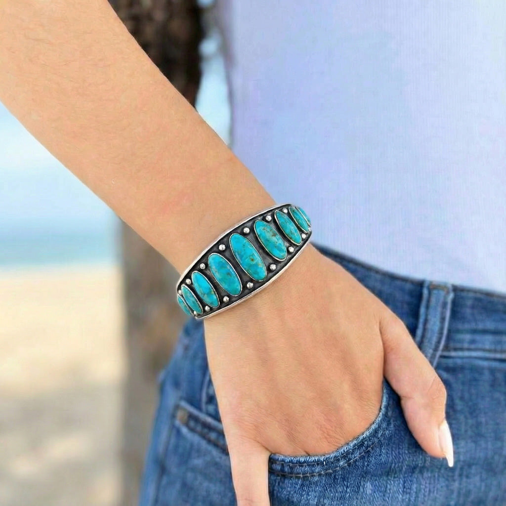 Turquoise Bracelet Sterling Silver B5622-C75