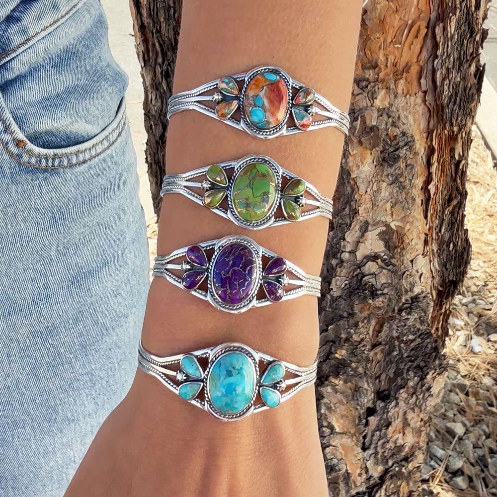 Green Turquoise Bracelet Sterling Silver B5623-C76