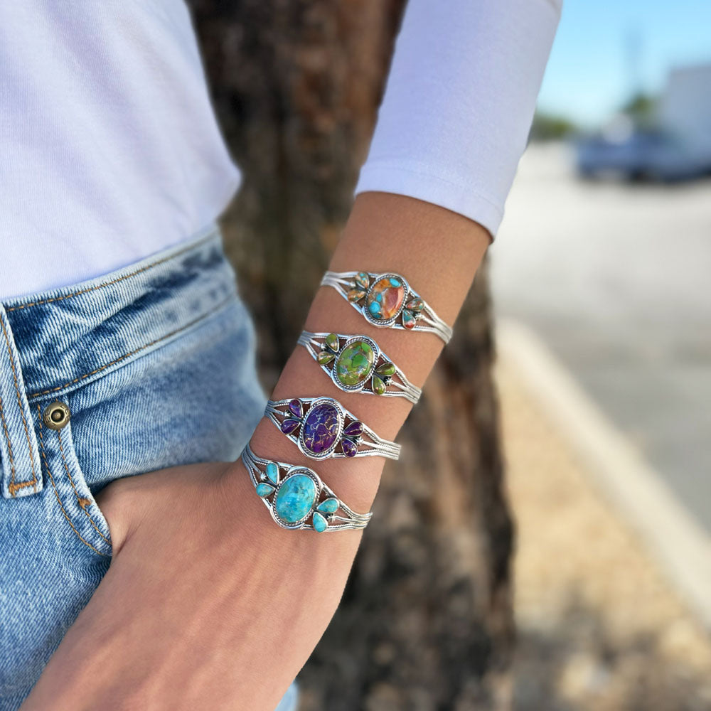 Green Turquoise Bracelet Sterling Silver B5623-C76