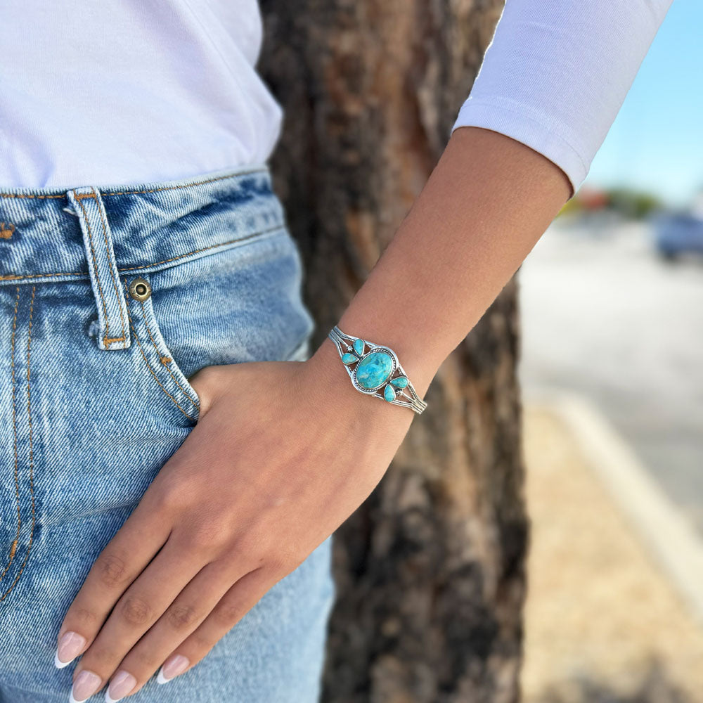 Turquoise Bracelet Sterling Silver B5623-C75