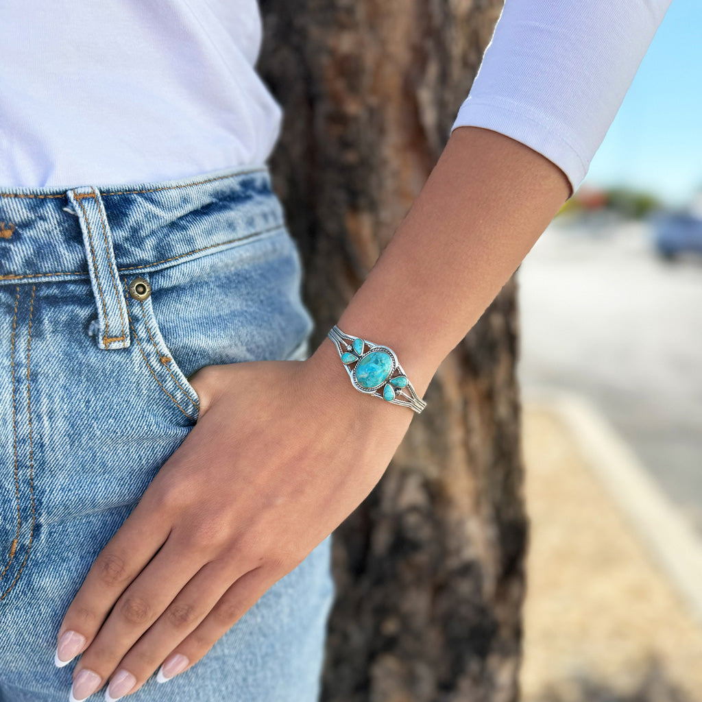 FINAL CLEARANCE - Turquoise Bracelet SilveryCopper™ B5623-SB-C75