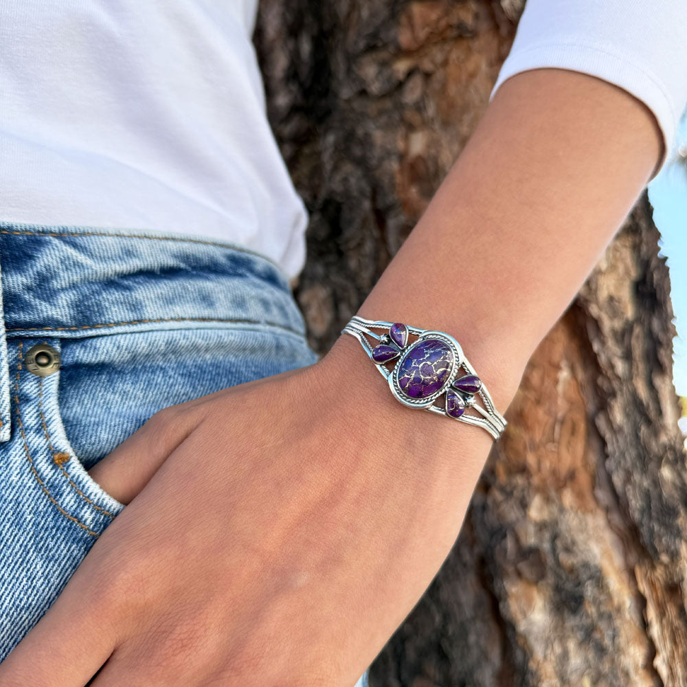 Purple Turquoise Bracelet Sterling Silver B5623-C77