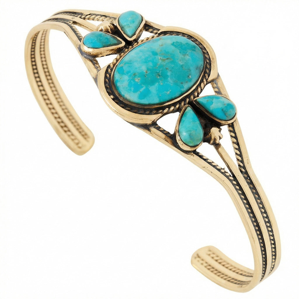 Turquoise Bracelet GoldBrass B5623-GB-C75