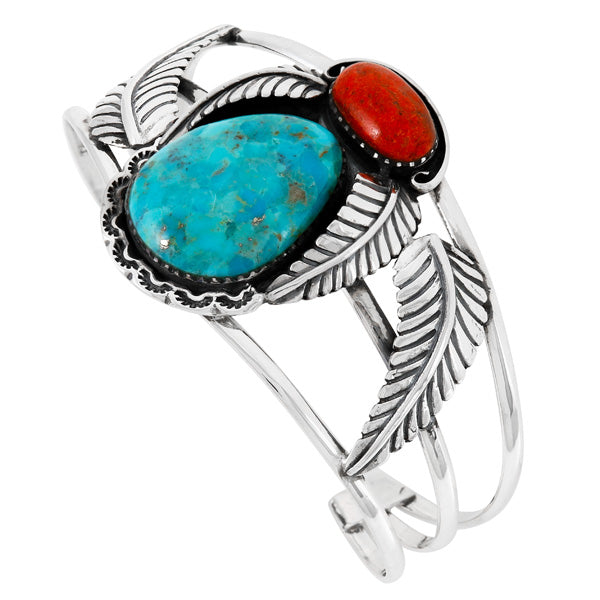 Turquoise & Coral Bracelet Sterling Silver B5626-C85A