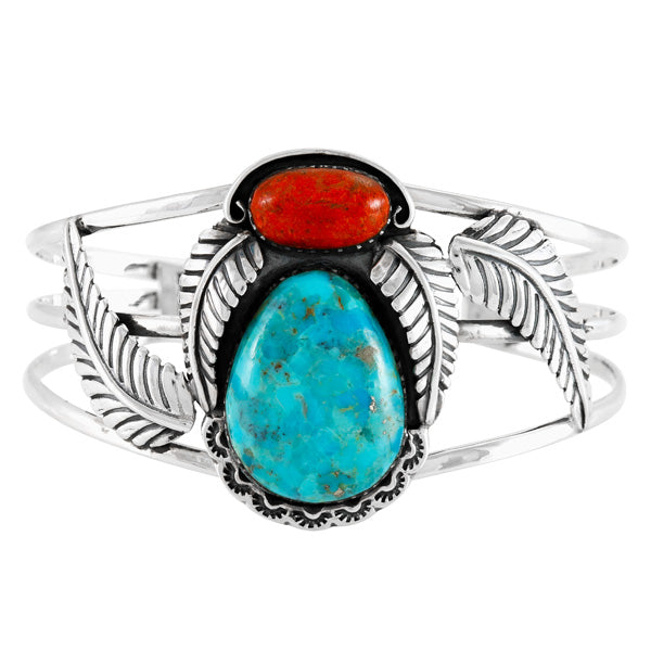 Turquoise & Coral Bracelet Sterling Silver B5626-C85A