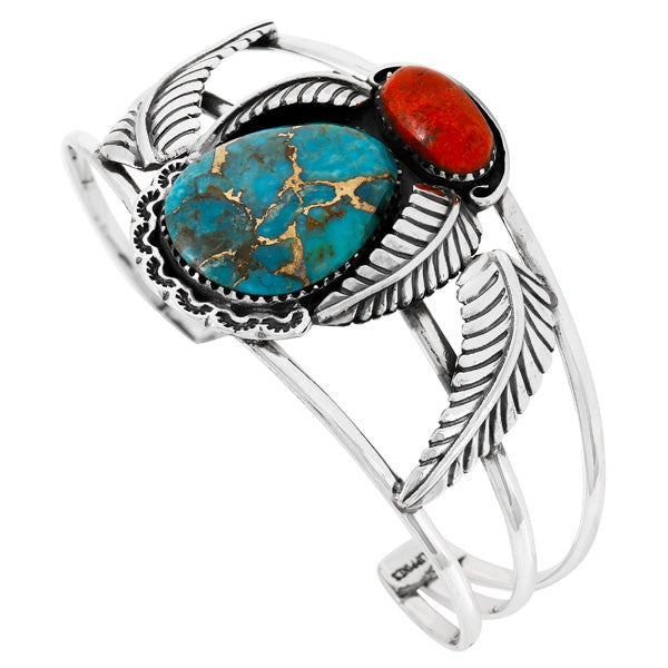 Matrix Turquoise & Coral Bracelet Sterling Silver B5626-C85B