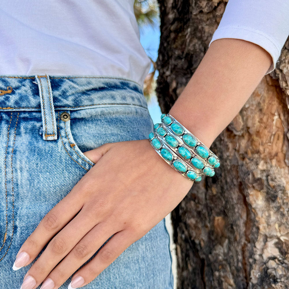 Turquoise Bracelet Sterling Silver B5627-C75