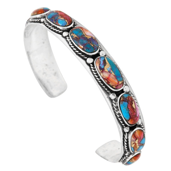 Rainbow Spiny Turquoise Bracelet Sterling Silver B5627-C91