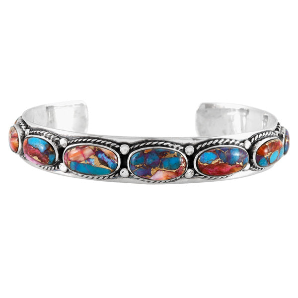 Rainbow Spiny Turquoise Bracelet Sterling Silver B5627-C91