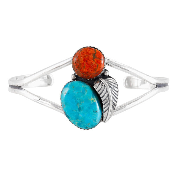 Turquoise & Coral Bracelet Sterling Silver B5629-C85