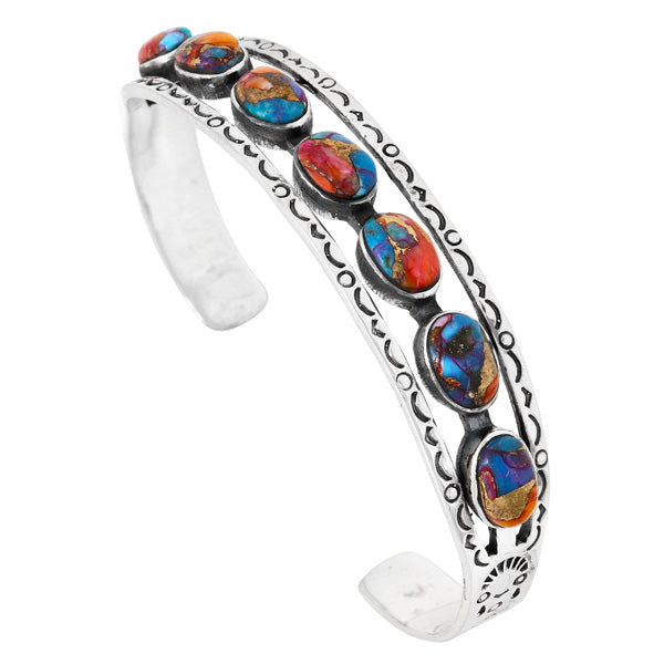 Rainbow Spiny Turquoise Bracelet Sterling Silver B5632-C91