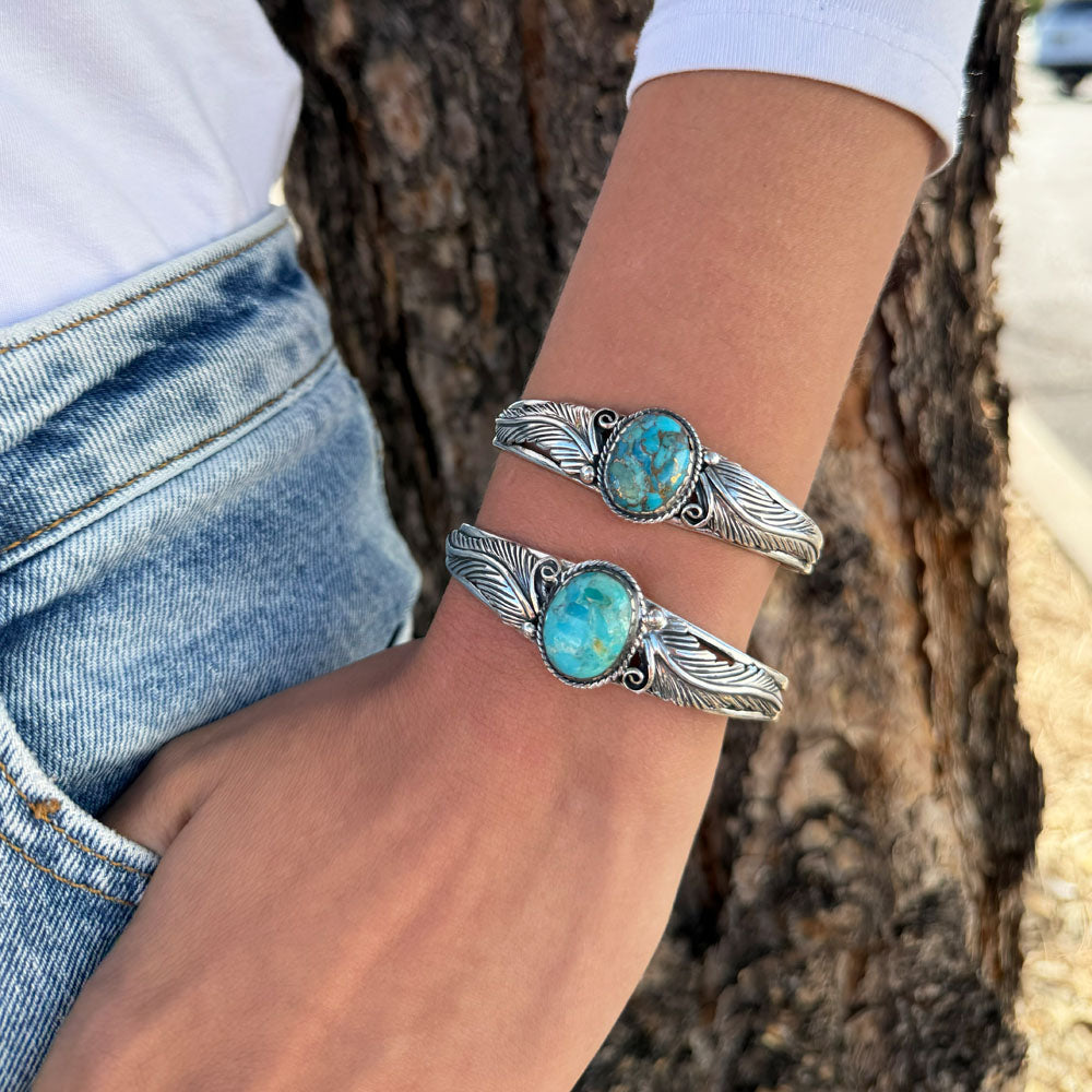 Turquoise Bracelet Sterling Silver B5636-C75