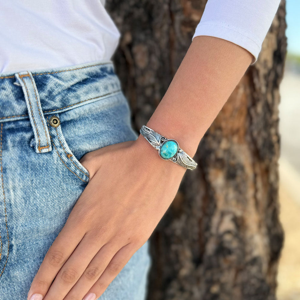 Turquoise Bracelet Sterling Silver B5636-C75