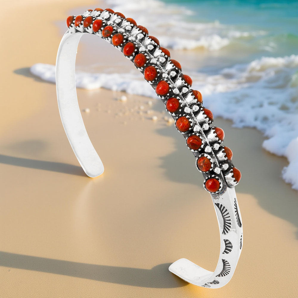 Coral Bracelet Sterling Silver B5637-C74